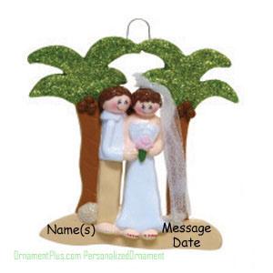 Tropical Wedding Ornament - Personalized Ornament