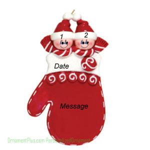 red mitten couple ornament - Personalized Ornament