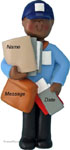 African American Boy Letter Carrier Ornament - Personalized Ornament