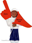 African American Boy Sports Fan Ornament Orange Flag - Personalized Ornament