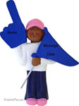 African American Girl Sports Fan Ornament Blue Flag - Personalized Ornament