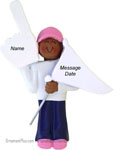 African American Girl Sports Fan Ornament White Flag - Personalized Ornament