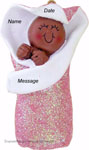 African American Pink Bunting Ornament - Personalized Ornament