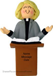 Blonde Female Minister Ornament - Personalized Ornament
