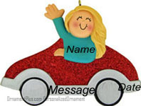 Blonde Girl Driver Ornament - Personalized Ornament