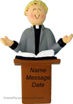 Blonde Male Minister Ornament - Personalized Ornament