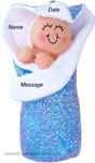 Blue Bunting Baby Ornament - Personalized Ornament