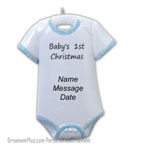 Blue Onesie Baby Ornament - Personalized Ornament