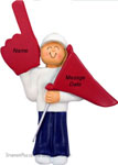 Boy Sports Fan Ornament Red Flag - Personalized Ornament