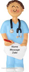 Brunette Boy Nurse Ornament - Personalized Ornament