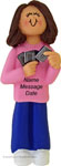 Brunette Girl Card Player Ornament - Personalized Ornament