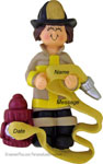 Brunette Girl Firefighter Ornament - Personalized Ornament