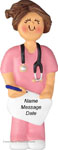 Brunette Girl Nurse Ornament - Personalized Ornament