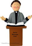 Brunette Male Minister Ornament - Personalized Ornament