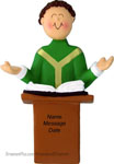 Brunette Priest Ornament - Personalized Ornament