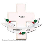 Cross with Ribbon Memorial Ornament - Personalized Ornament