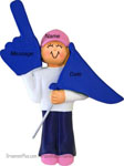Female Sports Fan Ornament Blue Flag - Personalized Ornament