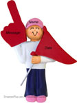 Female Sports Fan Ornament Red Flag - Personalized Ornament