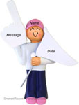 Female Sports Fan Ornament White Flag - Personalized Ornament