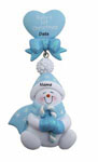 Baby Blue Snowman with Candy Cane First Christmas