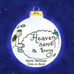 Heaven Sent Boy Glass Ornament - Personalized Ornament