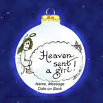 Heaven Sent Girl Glass Ornament - Personalized Ornament