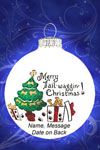Merry Tail Wagging Christmas Glass Ornament - Personalized Ornament