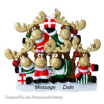Moose Family of Six Ornament - Personalized Ornament