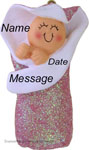 Pink Bunting Baby Ornament - Personalized Ornament