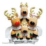 Reindeer Scarves Family of Four Ornament - Personalized Ornament