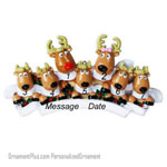 Reindeer Scarves Family of Seven Ornament - Personalized Ornament
