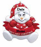 Baby First Christmas with Red Snowman
