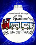 Train Grandson Glass Ornament - Personalized Ornament