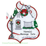 White Cottage Christmas Ornament - Personalized Ornament