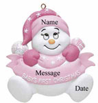 Pink Baby Girl Snowman First Christmas