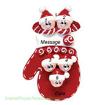 Red Mitten Family of Five ornament - Personalized Ornament