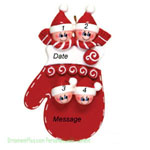 Red Mitten Family of Four ornament - Personalized Ornament