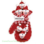 Red Mitten Family of Six ornament - Personalized Ornament