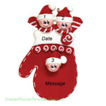 Red Mitten Family of Three ornament - Personalized Ornament